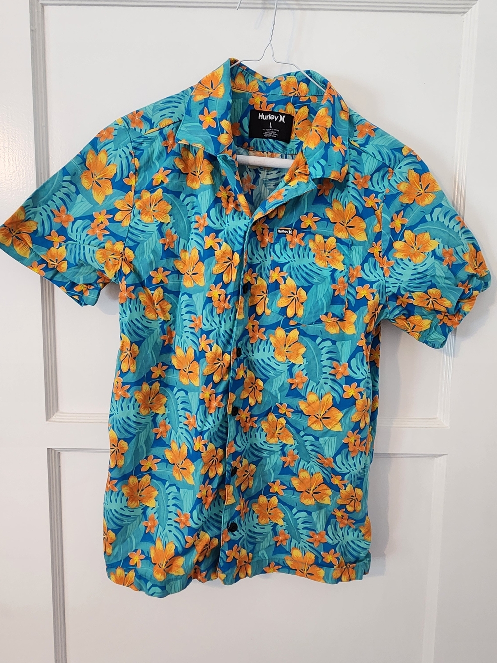 Hurley Short Sleeve Button-Up Hawaiian Shirt - Boys L